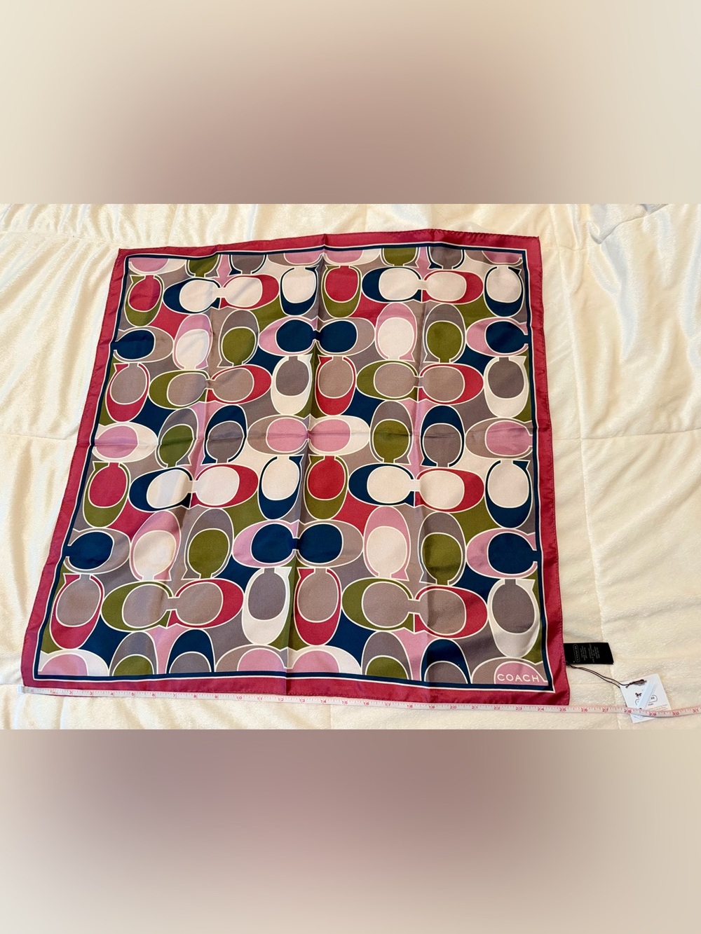 Coach Legacy Signature Multicolor Silk Square Scarf NWT - Picture 2 of 5